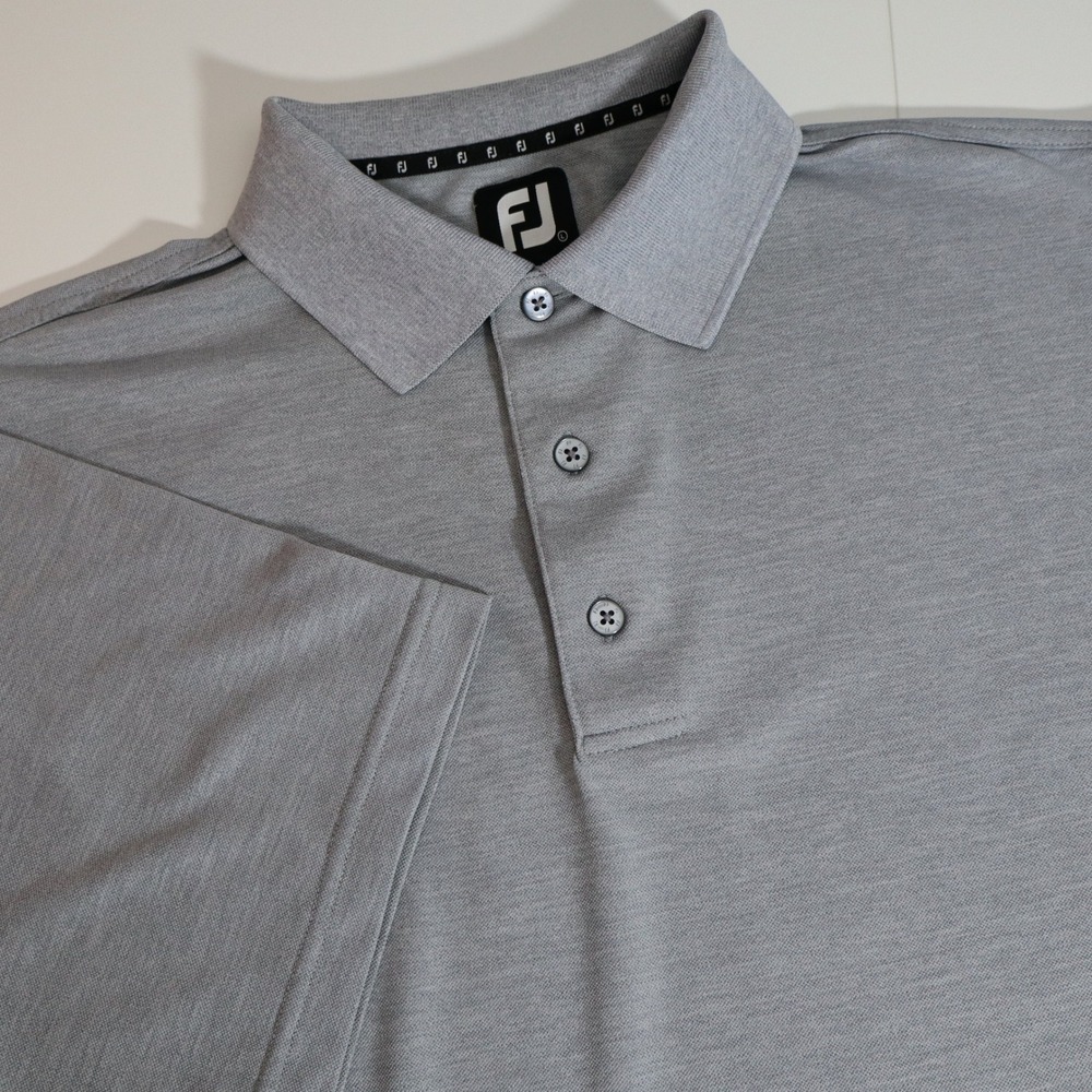 FootJoy Mens Heathered Gray Short Sleeve Golf Polo Shirt Large FJ Logo